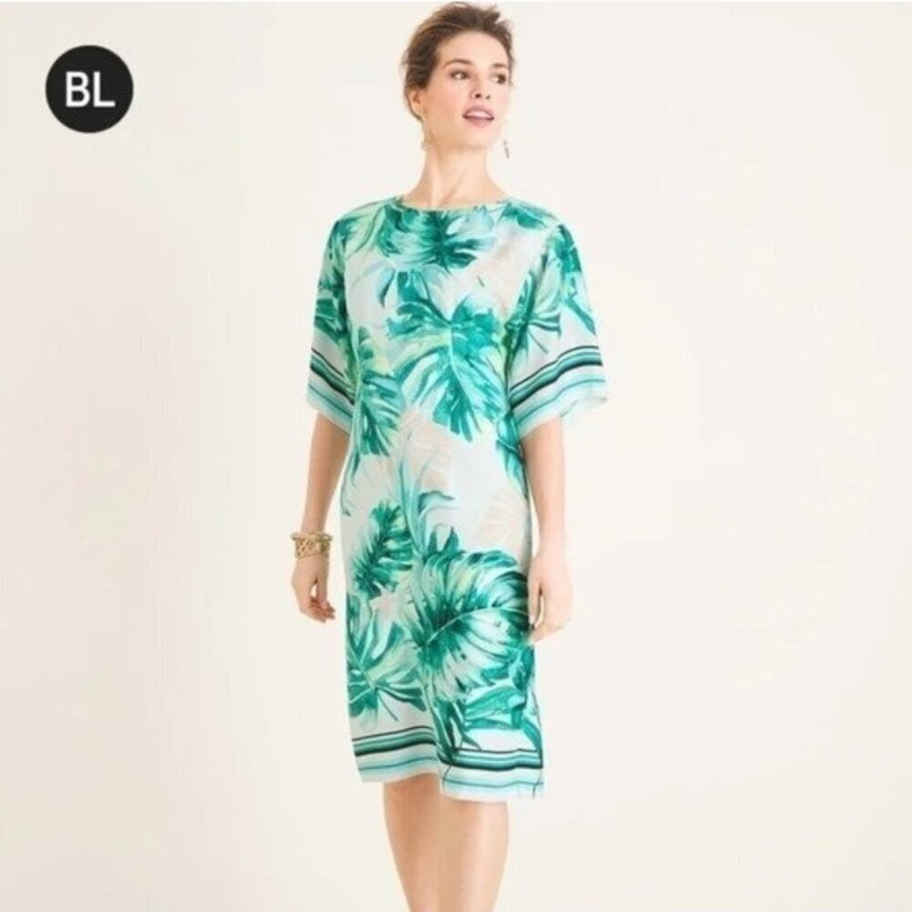 NWT Chico's Black Label Asymmetrical Palm-Print Kimono Dress